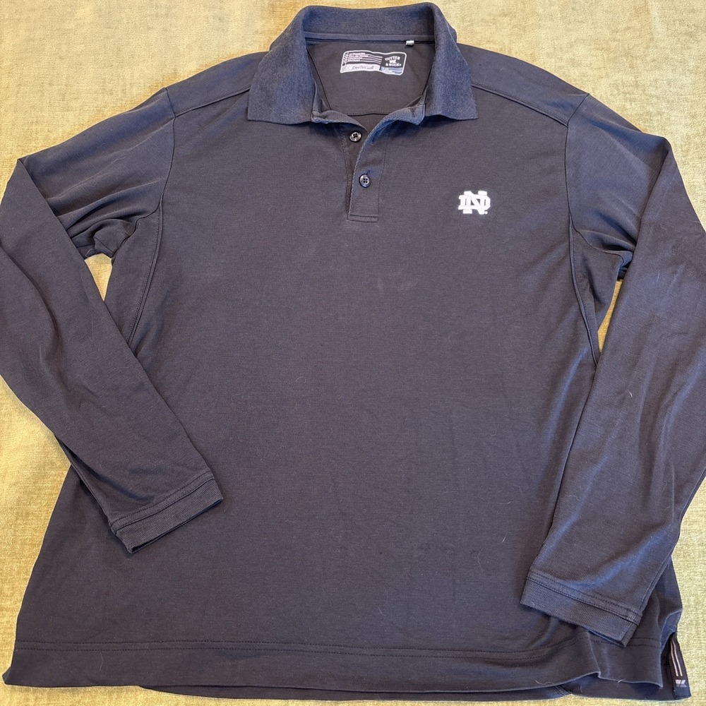 Cutter And Buck Dry Tec Notre Dame Fighting Irish ND Long Sleeve Golf Polo MED‎